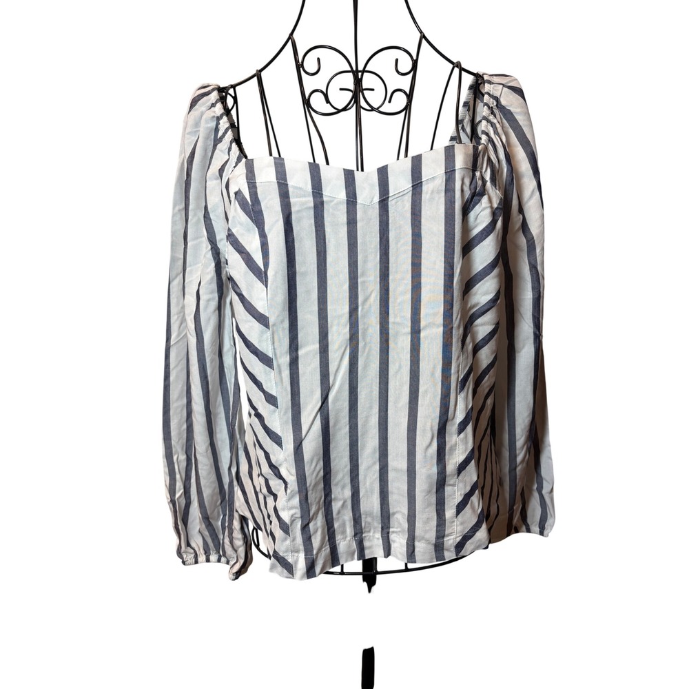 Soho New York & Company NWT Striped Square Neck Puff Sleeve Blouse - Size M